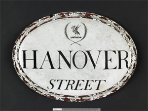 This 18th Century earthenware Hanover Street sign is now on display in the People’s Republic gallery, in the Museum of Liverpool. Before going on display, the sign underwent full conservation and reconstruction. Click on the thumbnails below to see how the sign was treated and conserved.