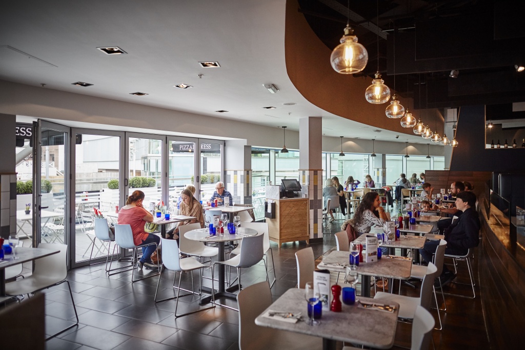 Pizza express at Liverpool One opens with a refurbishment interior