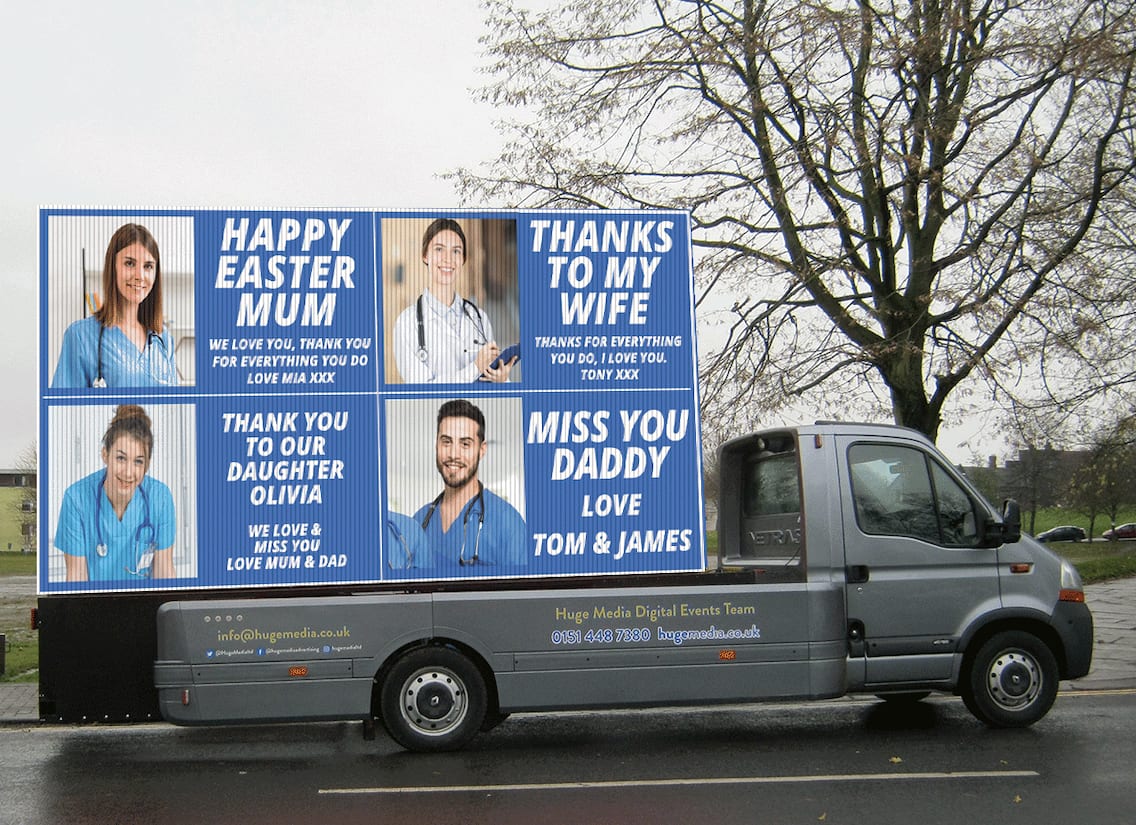 Huge screen ads will say ‘thank you’ and Happy Easter to Merseyside’s NHS heroes