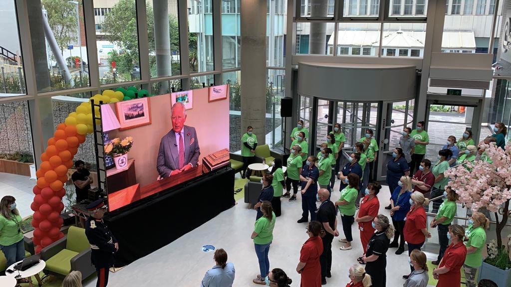 Staff at the new Clatterbridge Liverpool receive surprise video message from Prince Charles