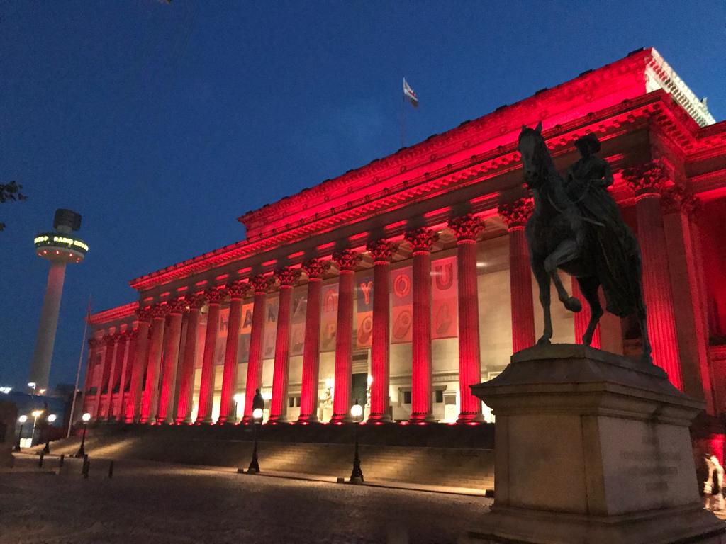 Liverpool lights up red to congratulate LFC on winning the Premier League