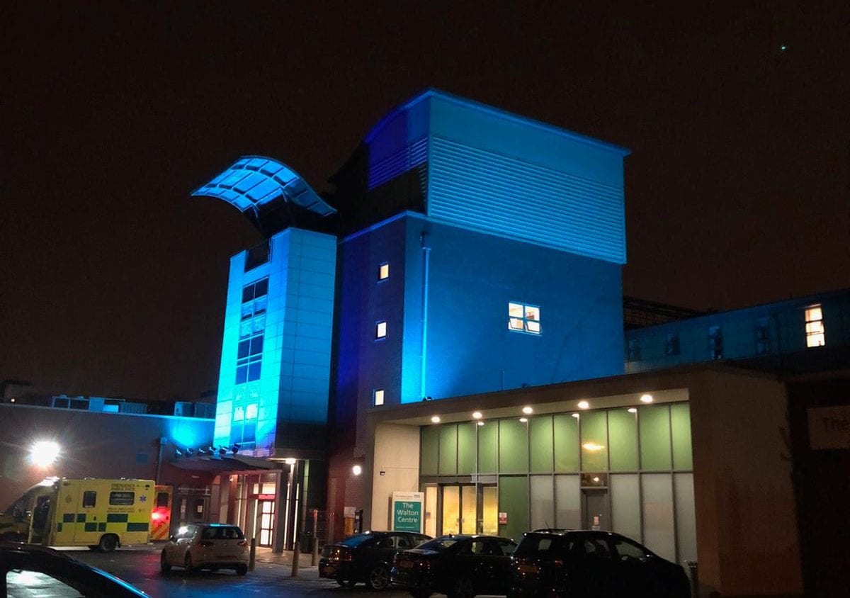The Walton Centre lights up blue for NHS 72nd anniversary