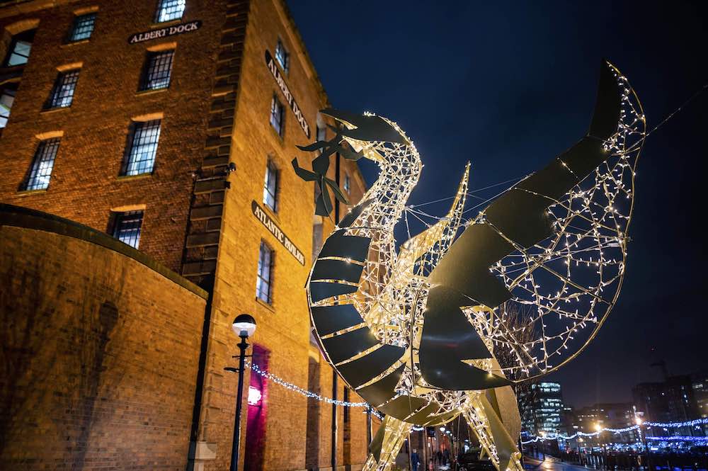 Albert Dock Christmas Light Liver Bird