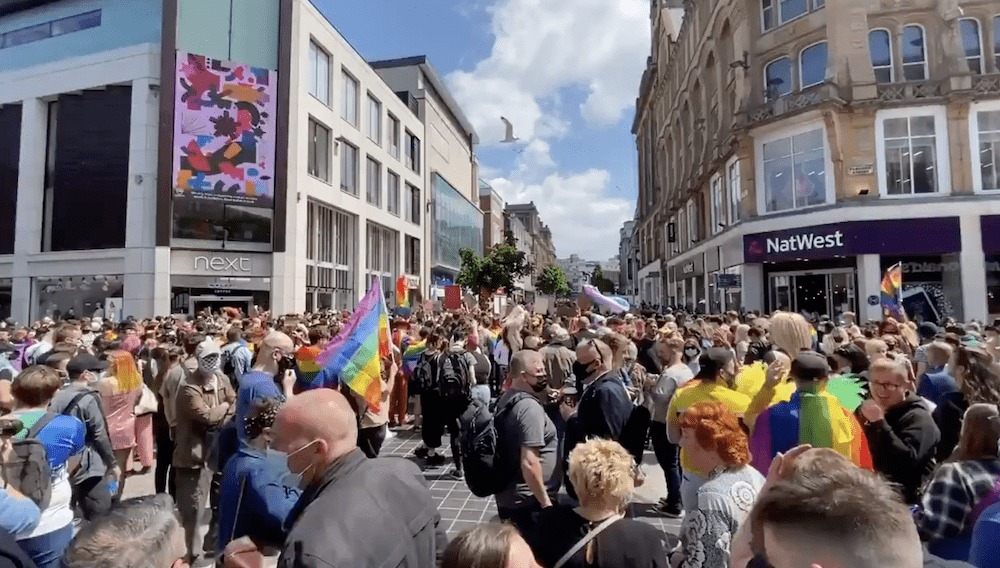 Patrols increased in response to LGBT+ hate crimes in Liverpool as hundreds gather to show support