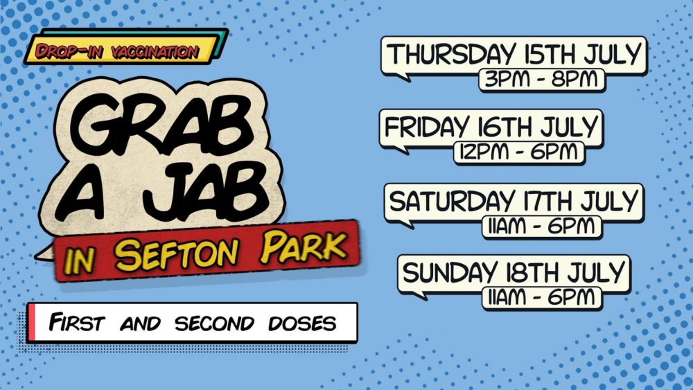 Another NHS ‘Grab A Jab’ mass vaccination event is happening at Sefton Park this weekend (15-18 July)