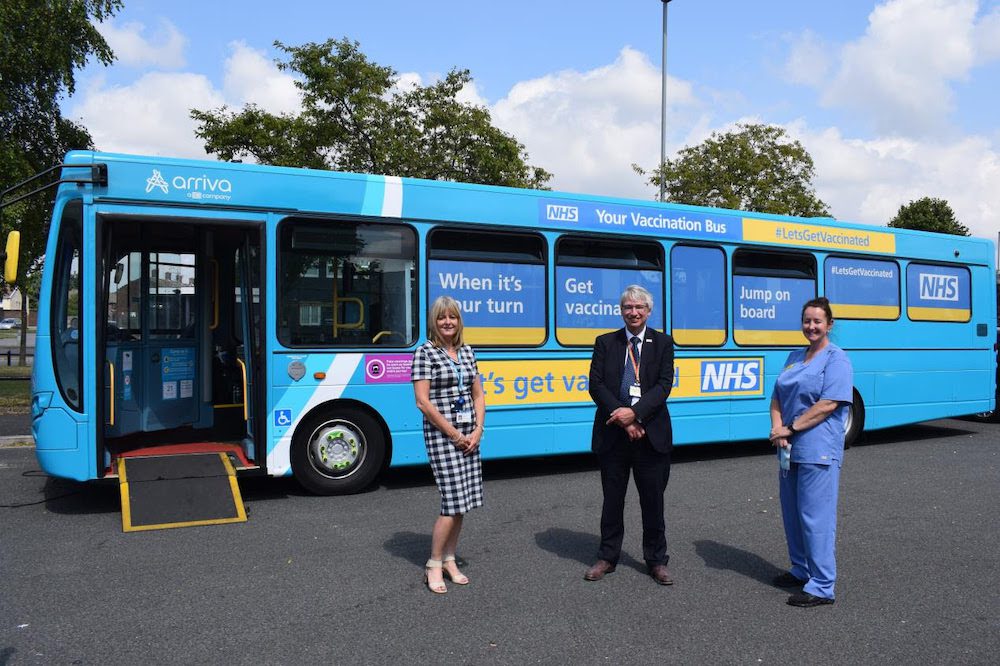 Liverpool University Hospital staff support COVID-19 vaccination bus