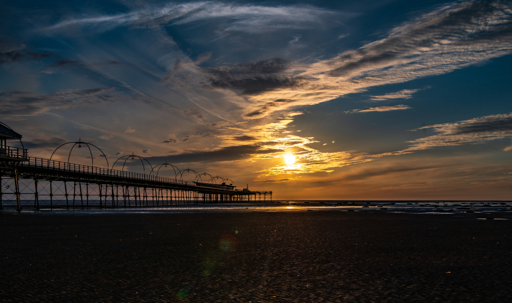 Sunset over Southport Pier and Beach