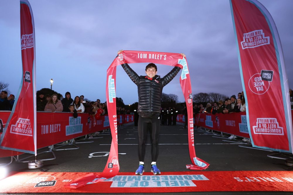 Tom Daley receives hero’s welcome after finishing four-day Comic Relief challenge