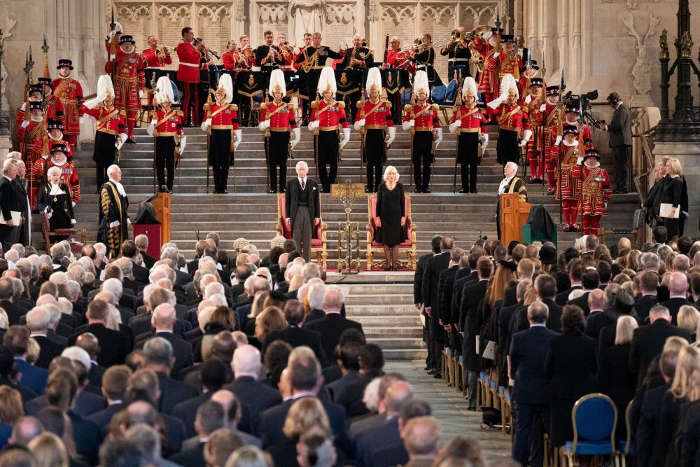 Parliament gathers in Westminster Hall for the first address from King Charles III