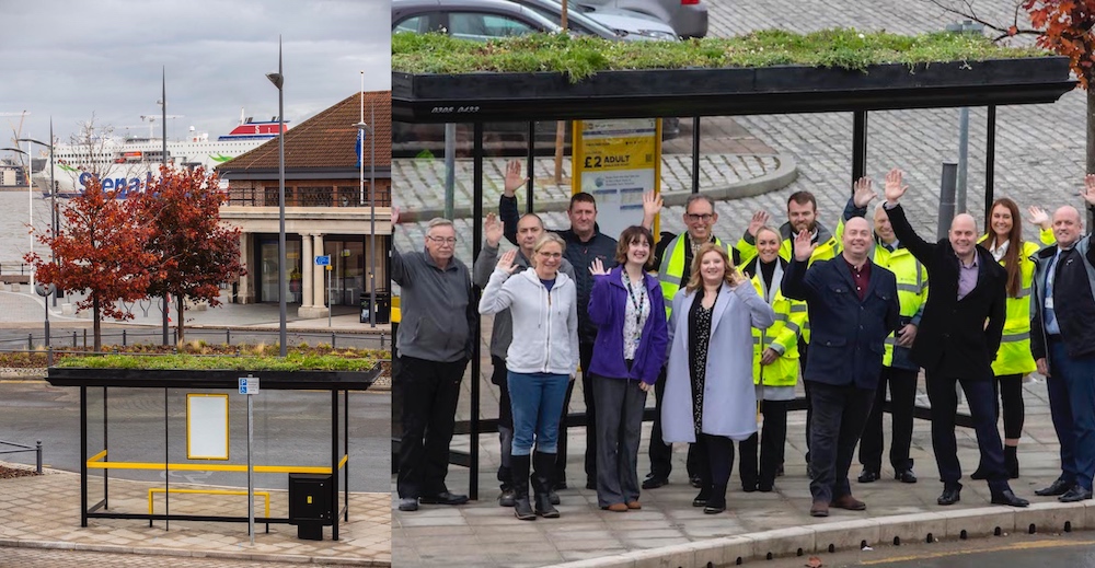 A new bee-friendly bus shelter with a ‘living roof’ has been installed at Mersey Ferries terminal