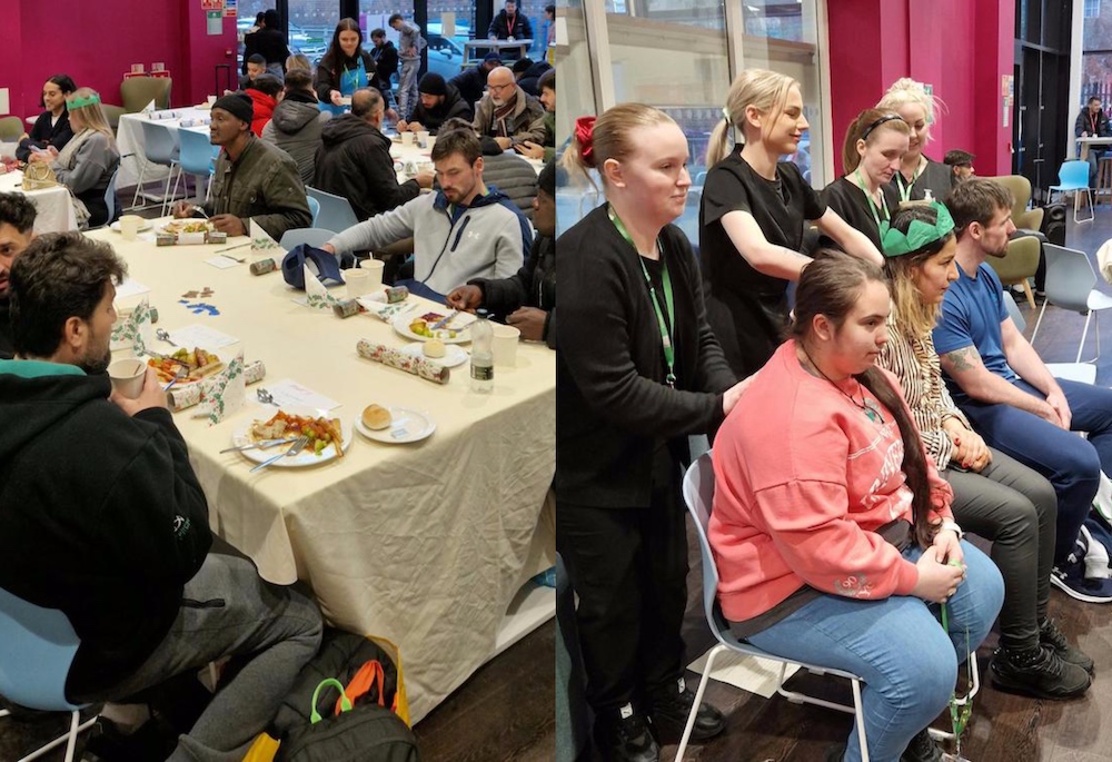 The City of Liverpool College brings festive cheer to city’s homeless with free haircuts, dinner and clothes