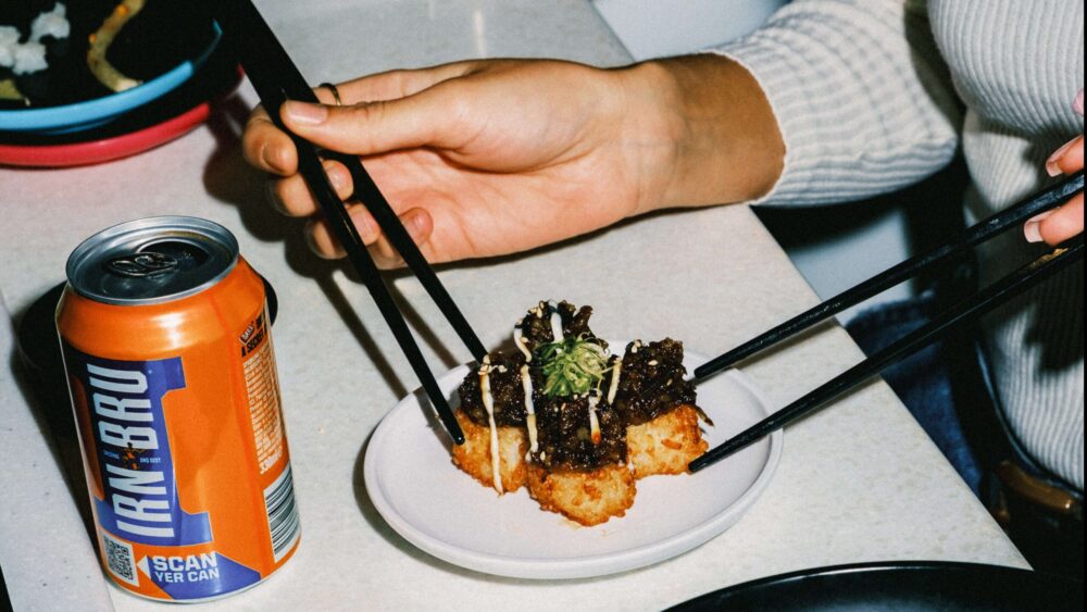 Haggis Nigiri with IRN-BRU. Credit: YO! Sushi