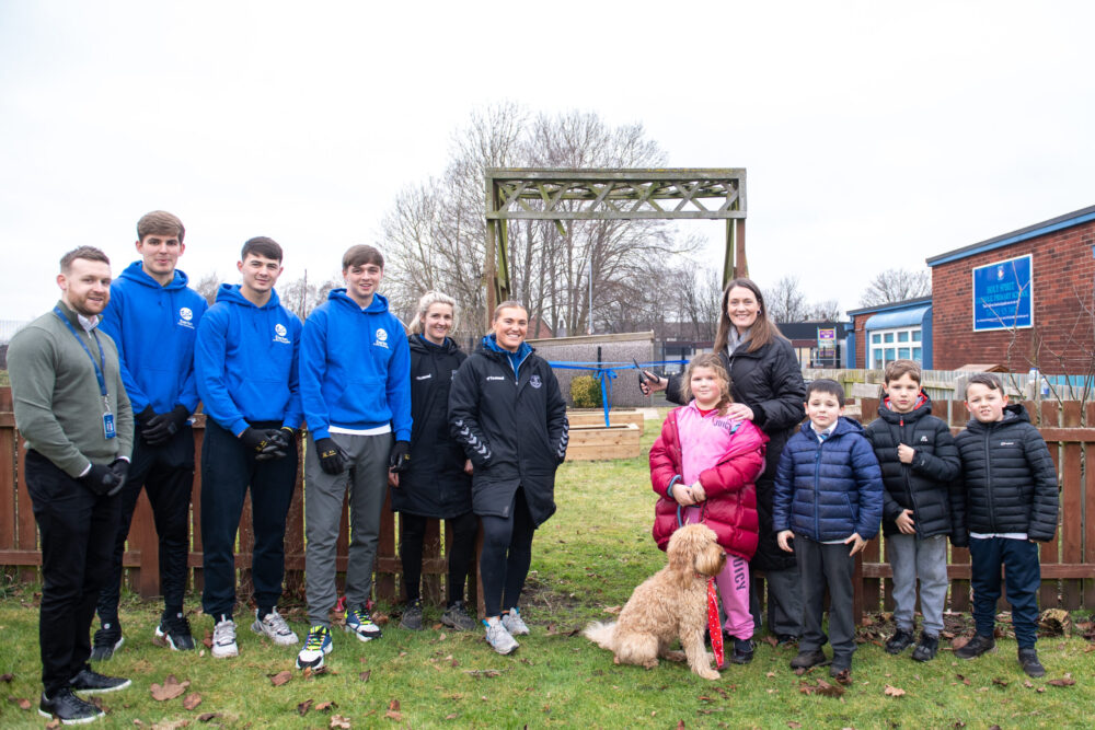 Everton u21s join Everton in the Community to launch a new Forest School