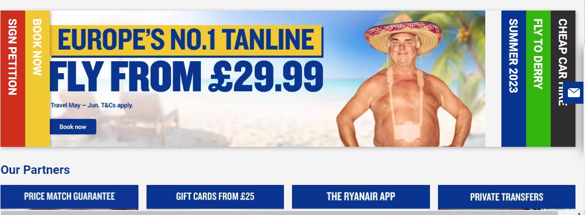 Ryanair tanline advertising campaign