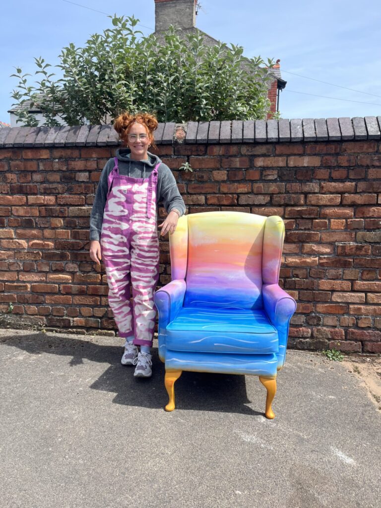 Buy By Bethan and her fantastic sunset chair. Credit: Mencap Liverpool
