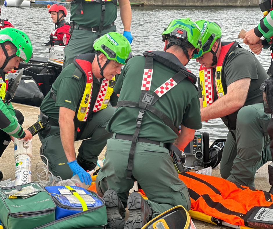 Fire Service & Ambulance Service demo the dangers of open water swimming