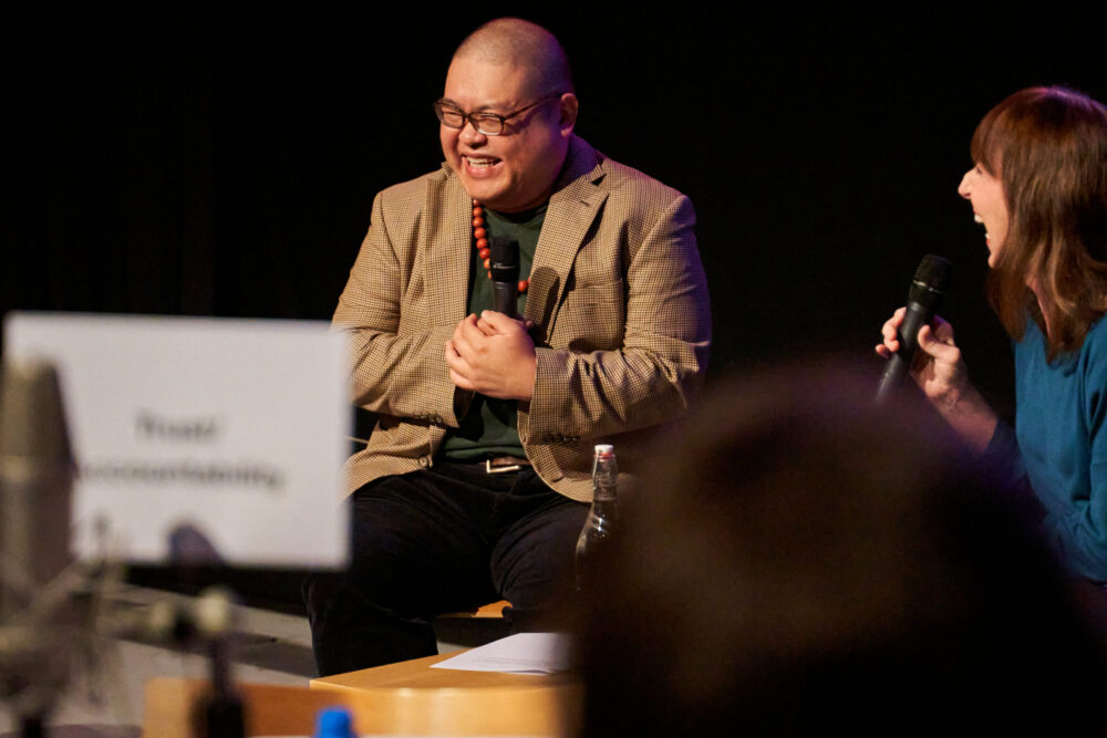 Jack Tan, Performing Boardness (2022). Performance at FACT Liverpool. Photography by Rob Battersby