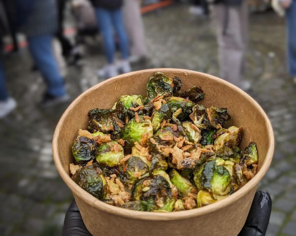 Salt and Pepper Sprouts from Liverpool Christmas Markets - Noble Kitchen Scouse Stall. Credit: The Guide Liverpool