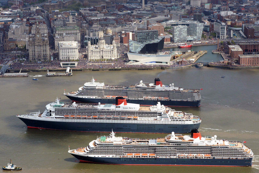 The Three Queens helped celebrate Cunard's anniversary in 2015.