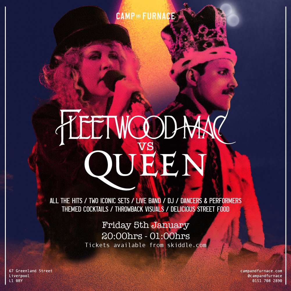 Fleetwood Mac vs Queen - Camp and Furnace - The Guide Liverpool Calendar