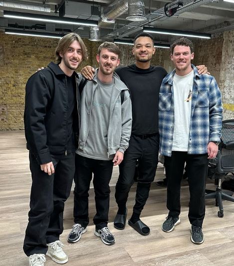 Ben, Joe and Oliver with Steven Bartlett (second to the right). Credit: Luxe Collective.