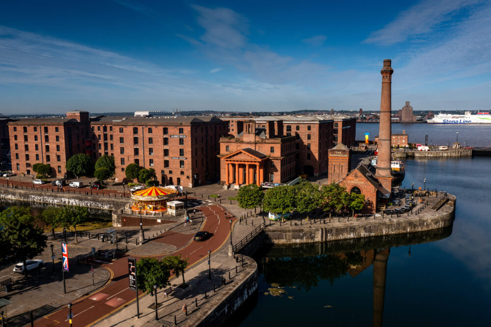 Dr Martin Luther King Jr building and the Hartley Pavilion in Royal Albert Dock Liverpool