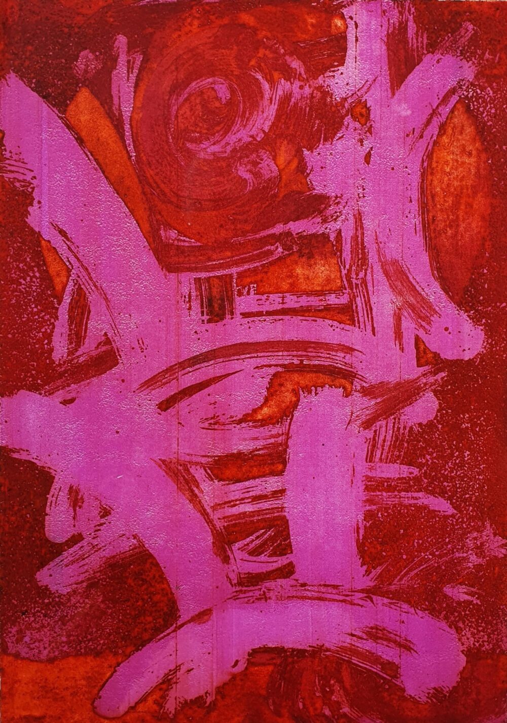 Fanchon Fröhlich, Untitled Red and Pink (Etching with viscosity printing), 1960s © the Artist’s Estate, courtesy of BADA