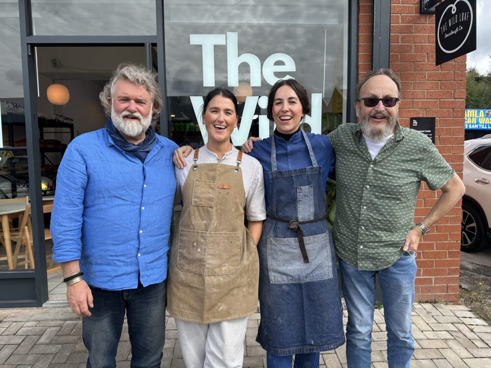 Hairy Bikers Si and Dave with Jess and Emily at The Wild Loaf