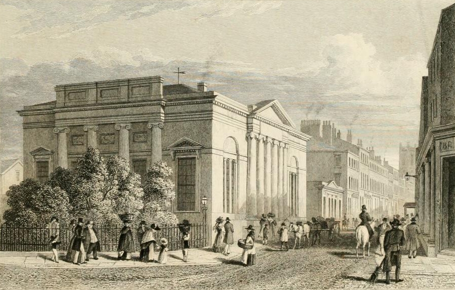 The Lyceum, located on Bold Street, Liverpool, UK. Drawn by G. & C. Pyne and engraved by Henry Jorden. 1828 Taken from 'Lancashire Illustrated' page 72, published 1832