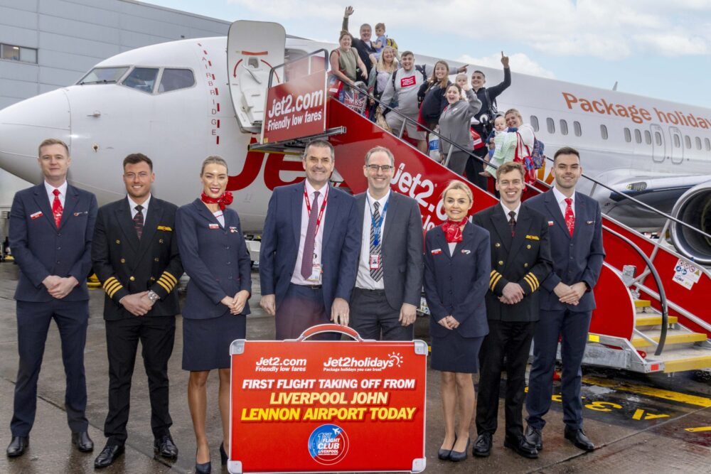 First flight from Liverpool John Lennon Airport. Credit: Jet2
