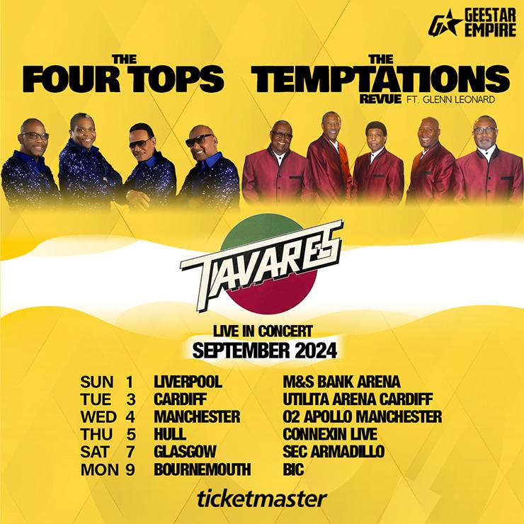 Four Tops Temptations Revue Tavares tour artwork