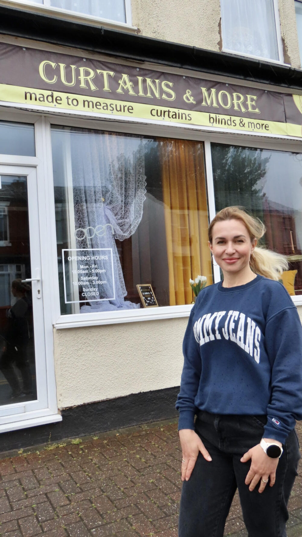 Ukrainian curtain maker Liudmyla Redka has set up a new shop on Tulketh Street in Southport town centre. Photo by Andrew Brown Stand Up For Southport