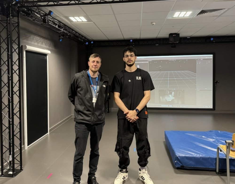 Felipe and Chris Butler in motion capture studio. Credit: The City of Liverpool College
