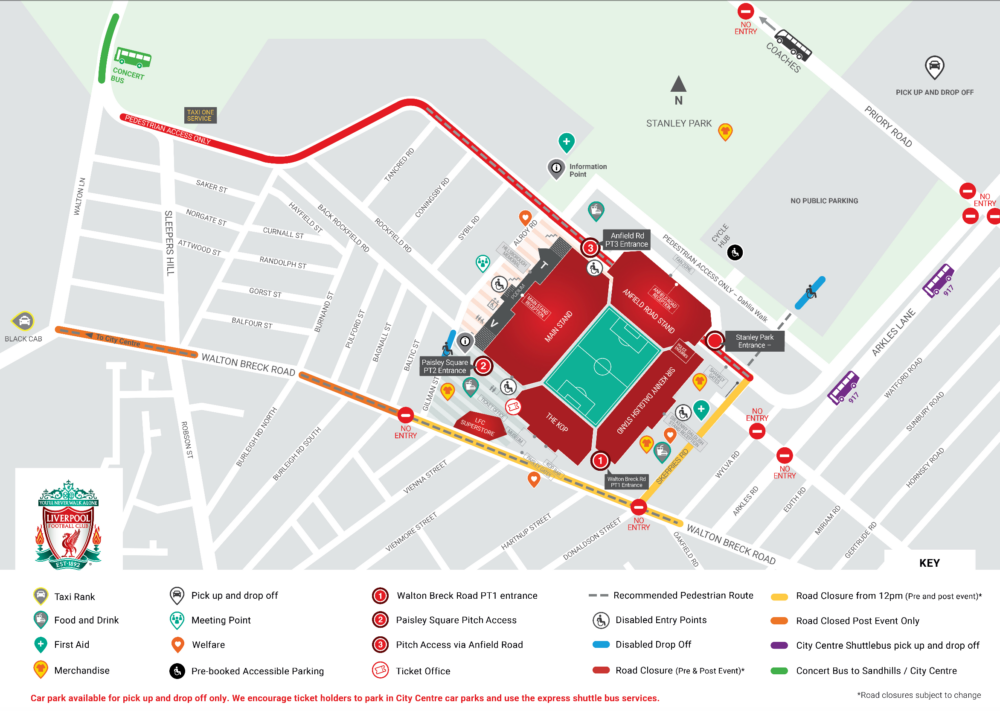 Map of Anfield. Credit: LFC