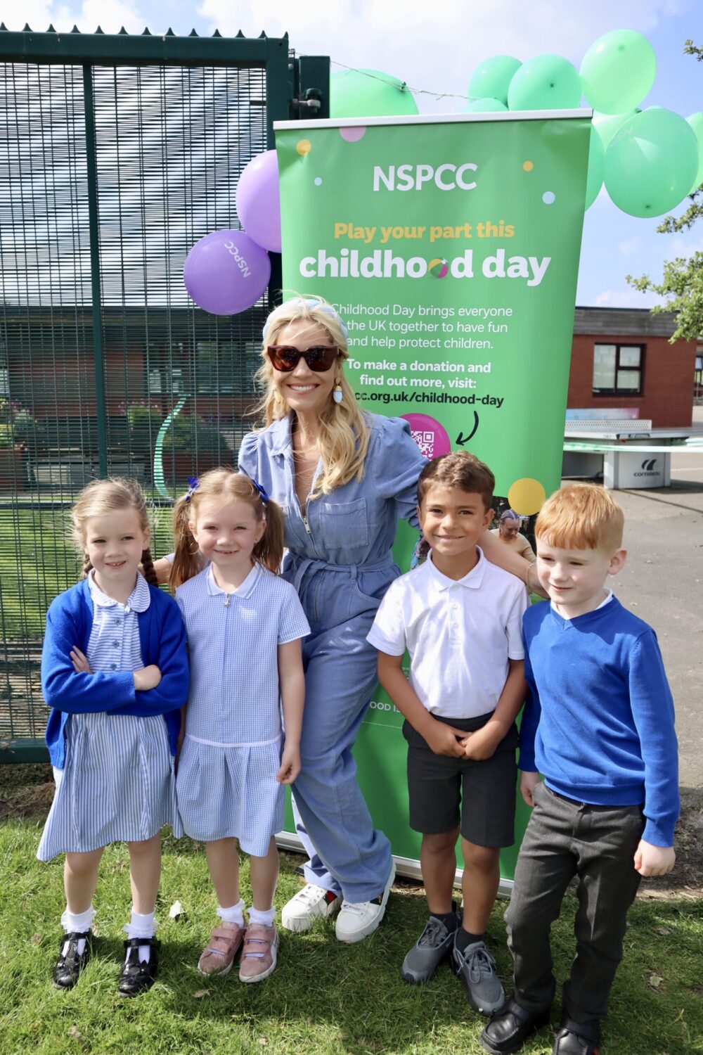 Heidi with students. Credit: NSPCC Childhood Day