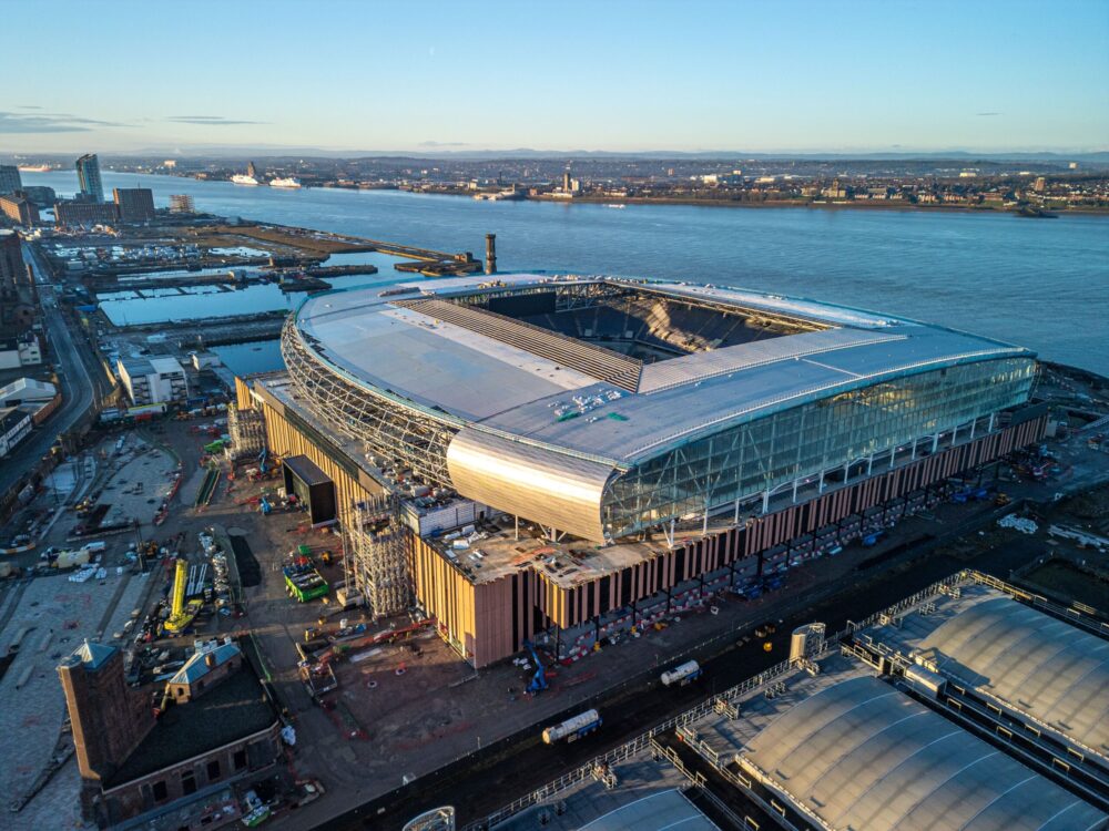 EFC Stadium foregound Central Docks background March 2024 courtesy of Peel Waters