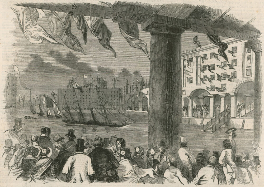 Prince Albert at the opening of the Albert Dock, 30 July 1846, from the Pictorial Times, 1st August 1846. Credit: National Museums Liverpool