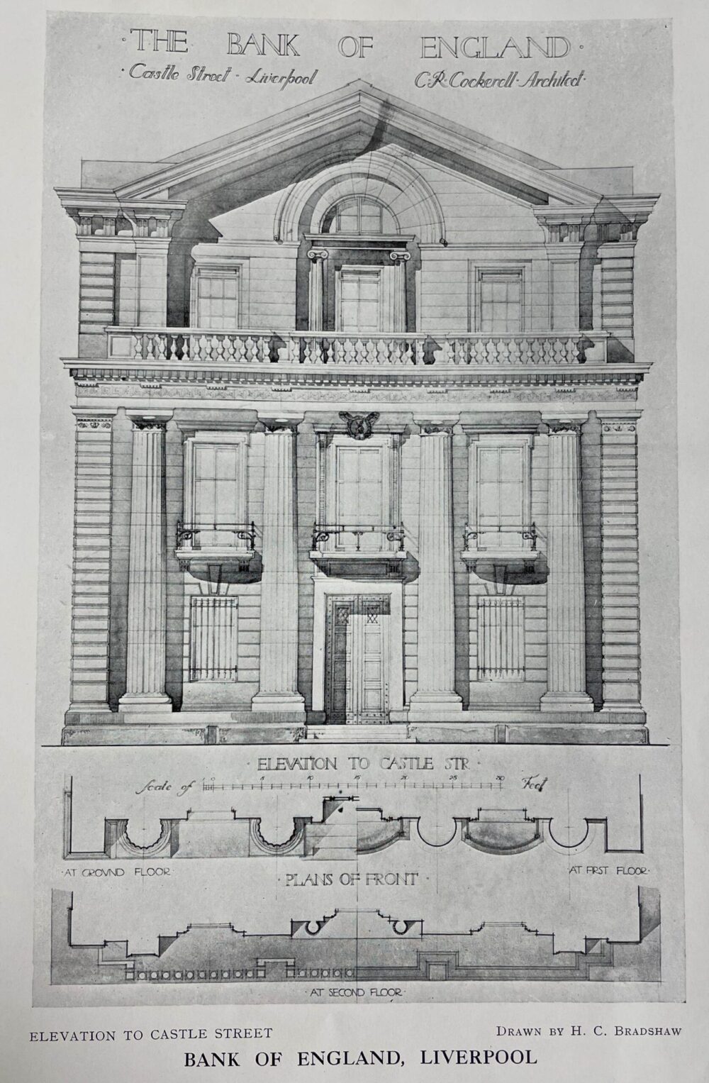 Sketch of the former Bank of England Liverpool branch, 31 Castle Street. Image provided by The Ivy