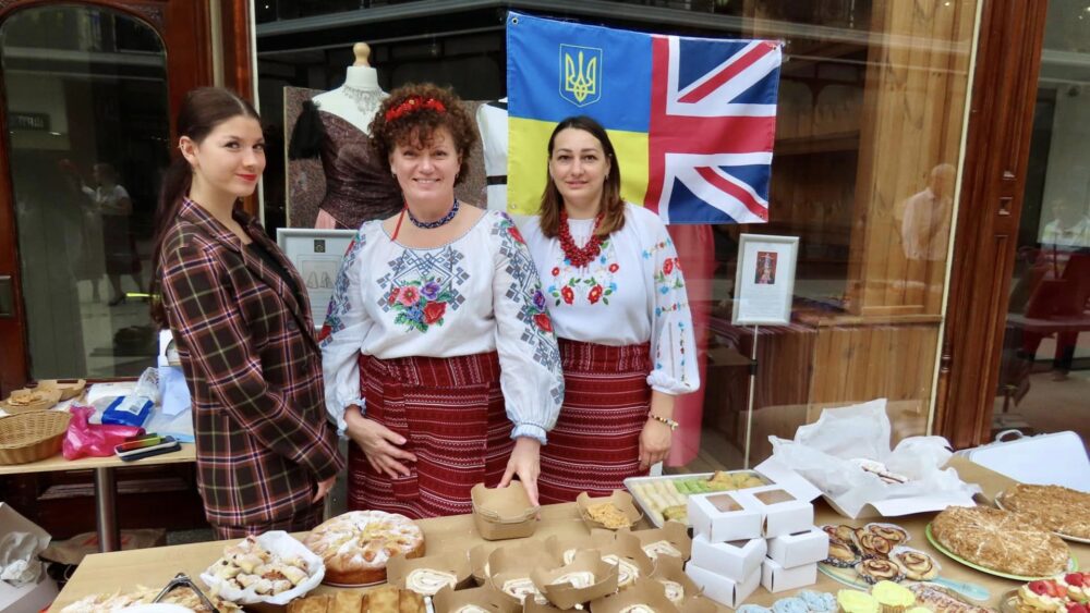 Shoppers enjoyed a celebration of Ukrainian culture at the International Peace Day event at Wayfarers Shopping Arcade on Lord Street in Southport. Photo by Andrew Brown Stand Up For Southport