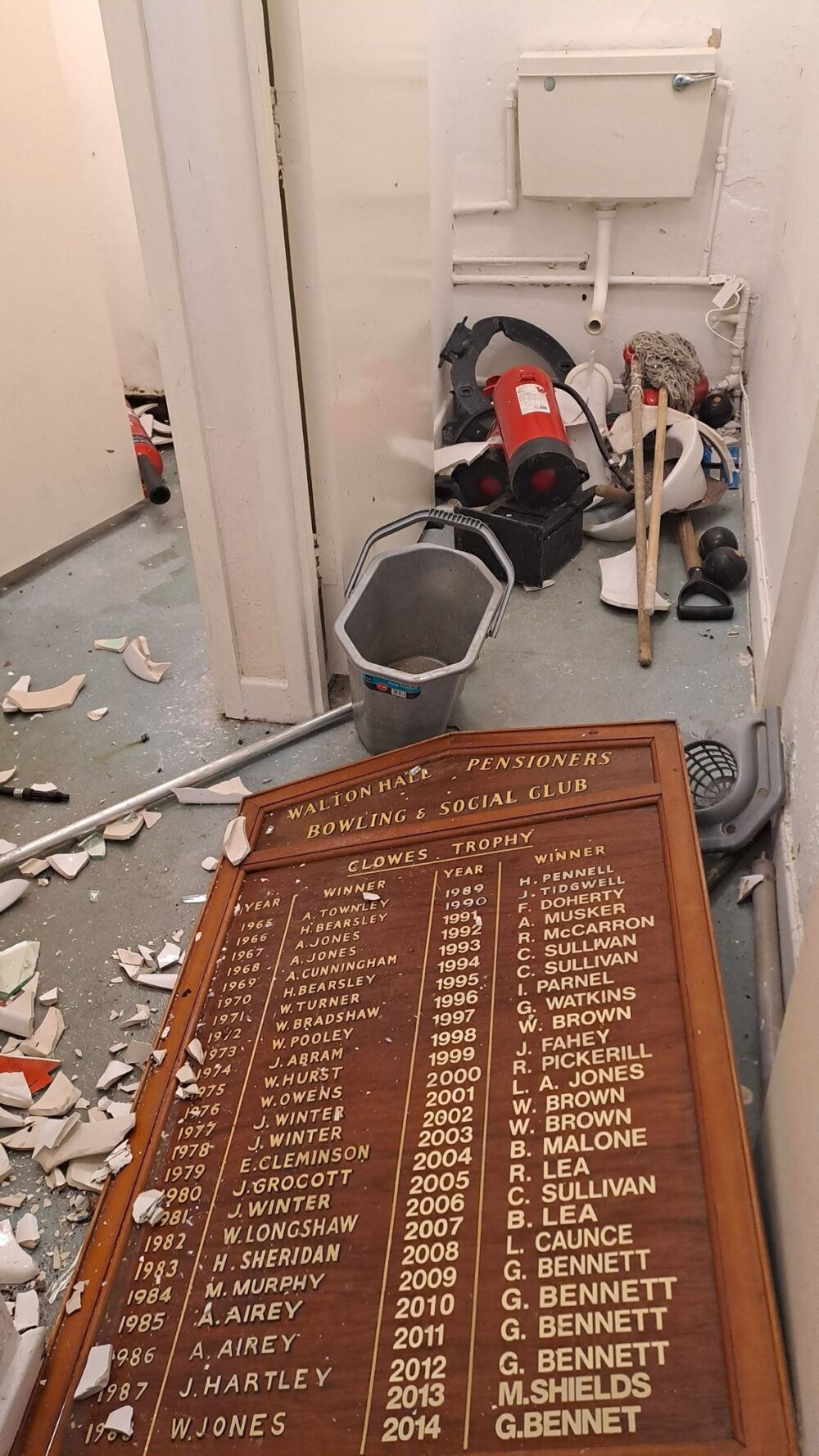 Damage at Walton Hall Bowling Club