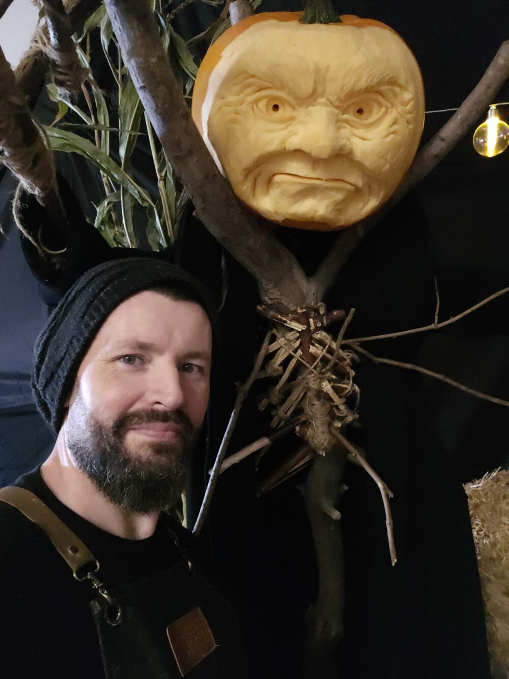 Paul Crawford with his carved pumpkin