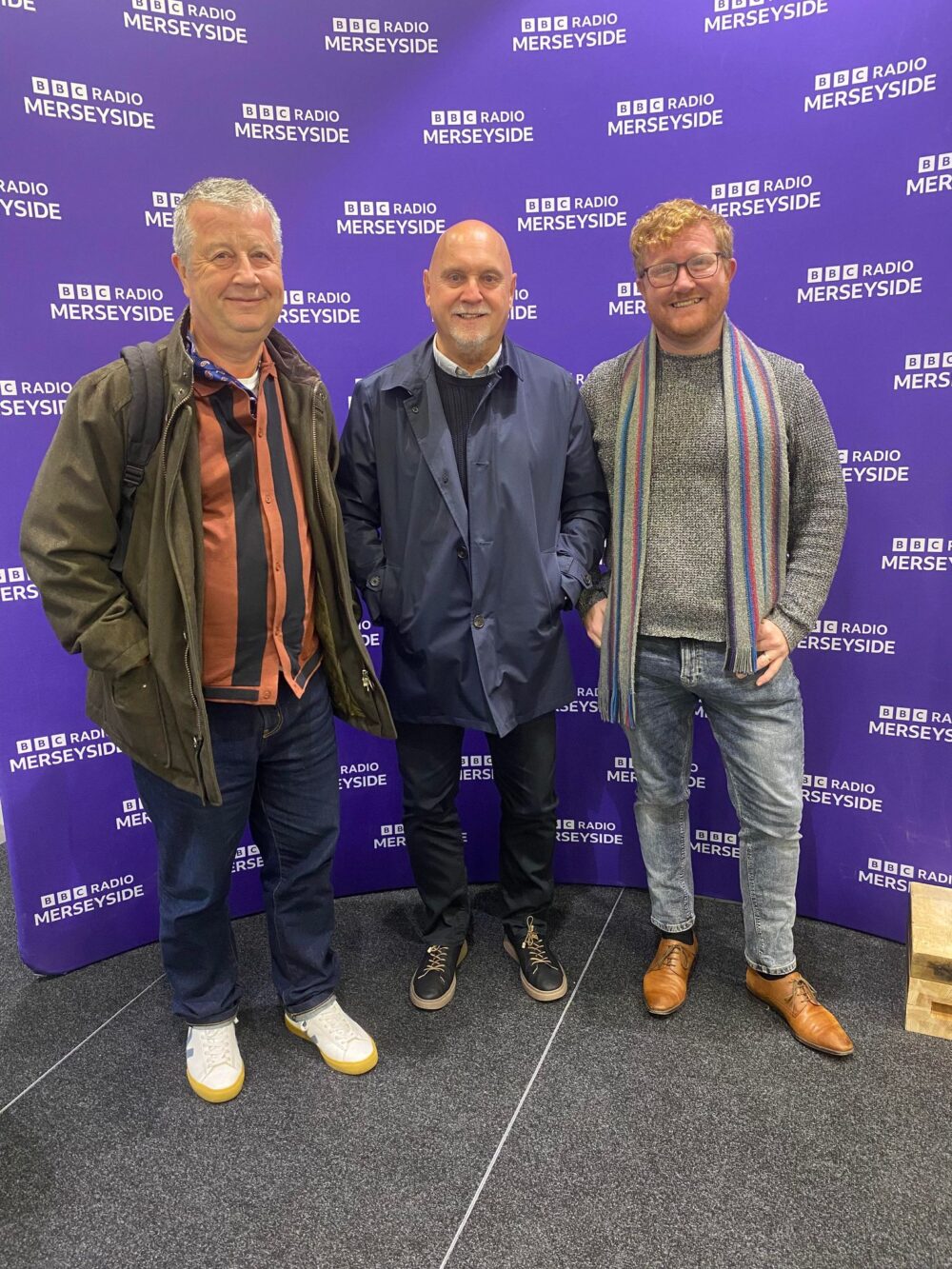 Writers Paul Daley and Steve Bird with director Lee Clotworthy. Credit: On The Banks Of The Royal Blue Mersey