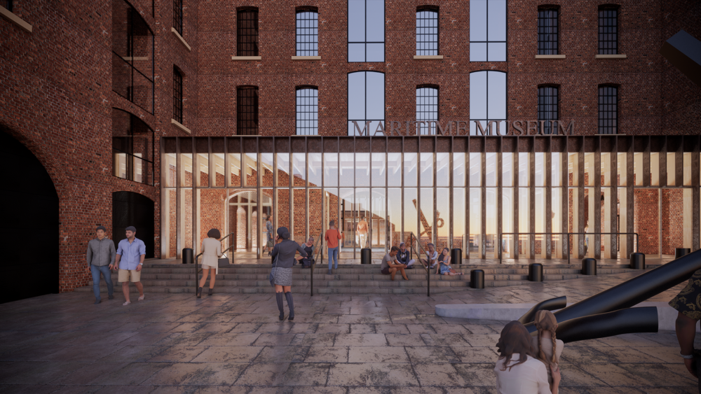 Maritime Museum - North Vestibule with view through - Waterfront Transformation Project. Credit: Feilden Clegg Bradley Studios