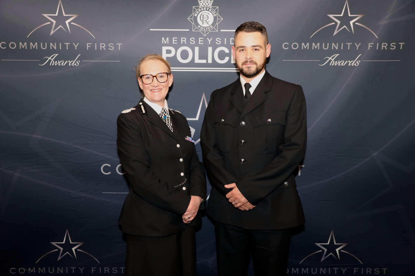 Chief Constable Serena Kennedy and Constable Laurence Hancock.