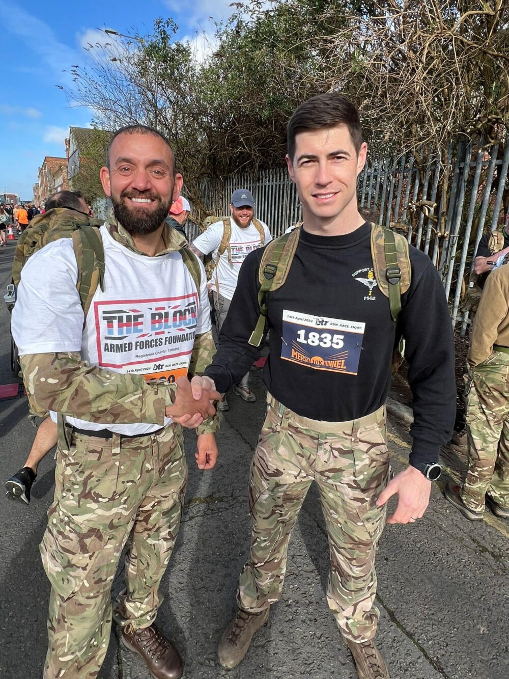 Colin Eastaway (left) on the fundraising speed march last year