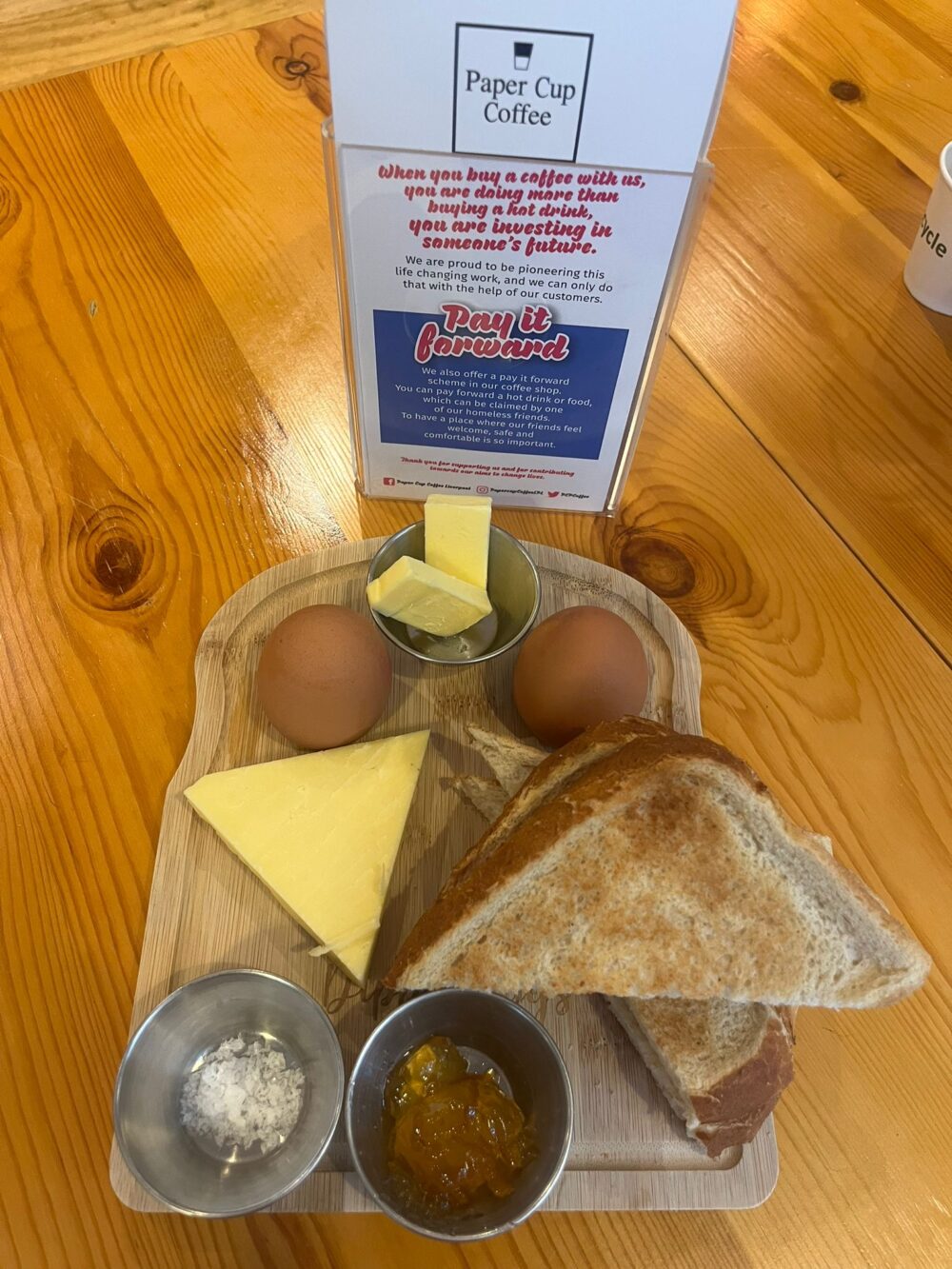 Paper Cup Coffee's dippy boiled eggs with toast board