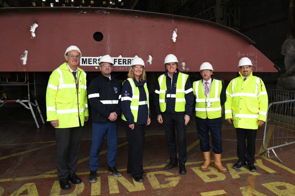 Cammell Laird - New Mersey Ferry - LCR Mayor visit October 2024. Steve Rotherham, Katherine Fairclough