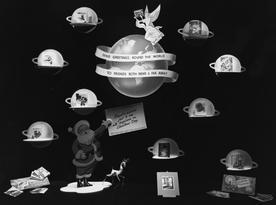 Christmas cards planet display, details unknown, c1950. Credit: Stewart Bale / NML