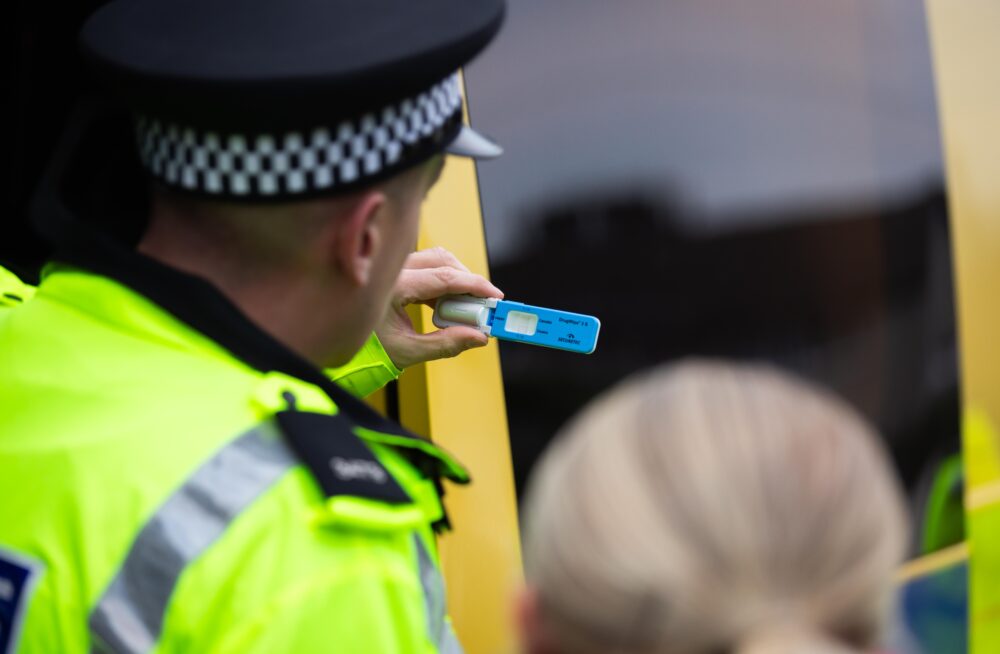 A drug wipe being examined - Merseyside Police