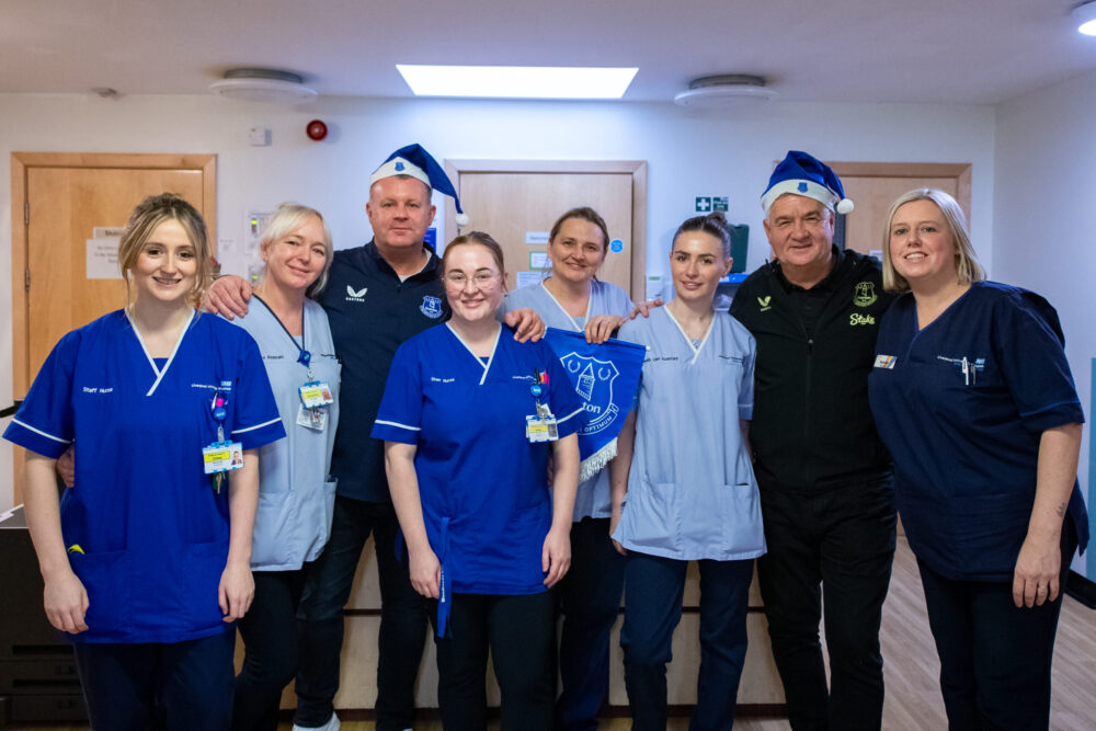 Ambassadors visit Woodlands Hospice. Credit: Everton